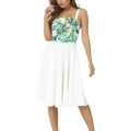 Sleeveless Square Neck Flare Hem Midi Dress